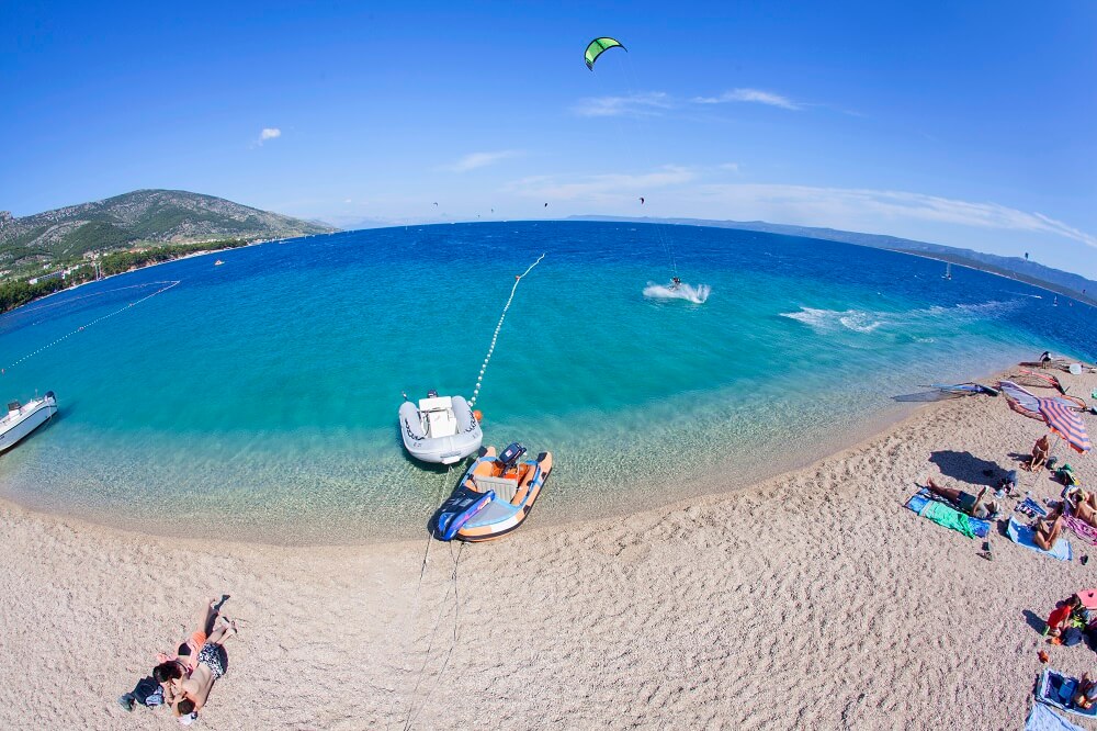 brac zlatni rat beach with beach goers