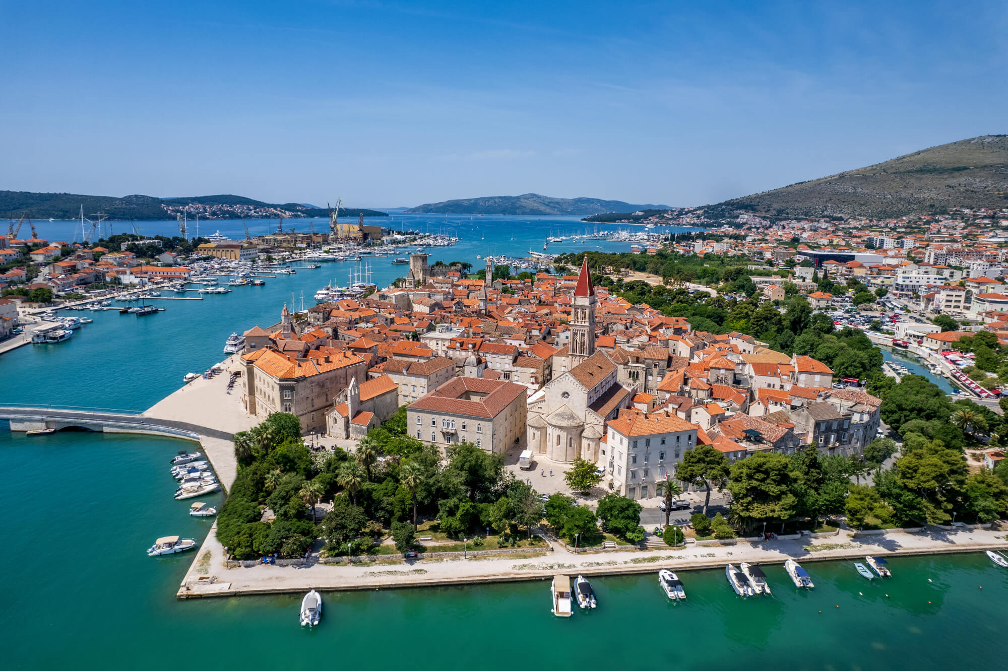 the city of Trogir aerial view